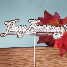 "Happy Anniversary" Decoration, Sign, Pick, Cake Topper - Solid Metallic Silver (Lot of 12) SALE ITEM "Happy Anniversary" Decoration, Sign, Pick, Cake Topper - Solid Metallic Silver (Lot of 12) SALE ITEM